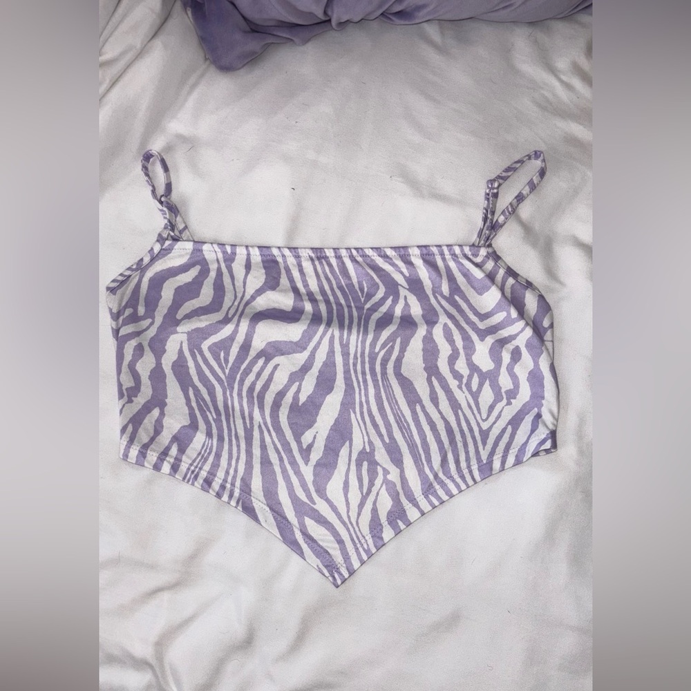white & zebra print bandana style crop top